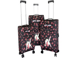 Betty Boop 3-piece Expandable Rolling Travel Luggage Set Leg Up Design